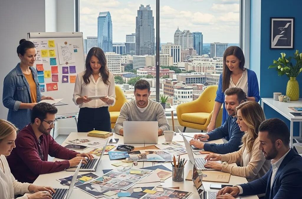 Modern marketing agency team collaborating in Raleigh, showcasing digital marketing services